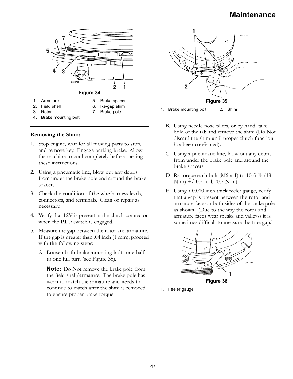 Maintenance | Exmark Lazer Z Mower 4500-645 User Manual | Page 47 / 64