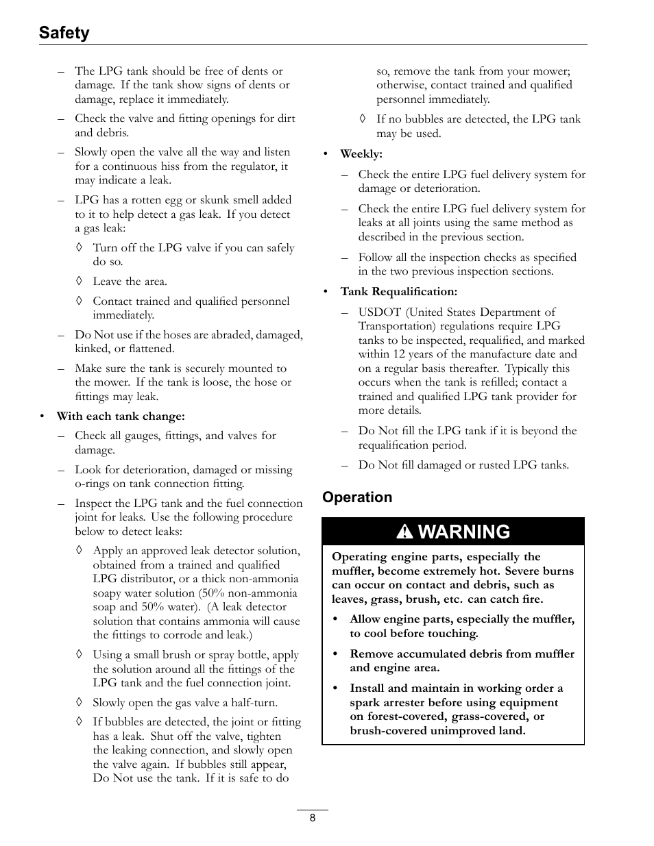 Warning, Safety | Exmark Lazer Z Mower 4500-645 User Manual | Page 8 / 64