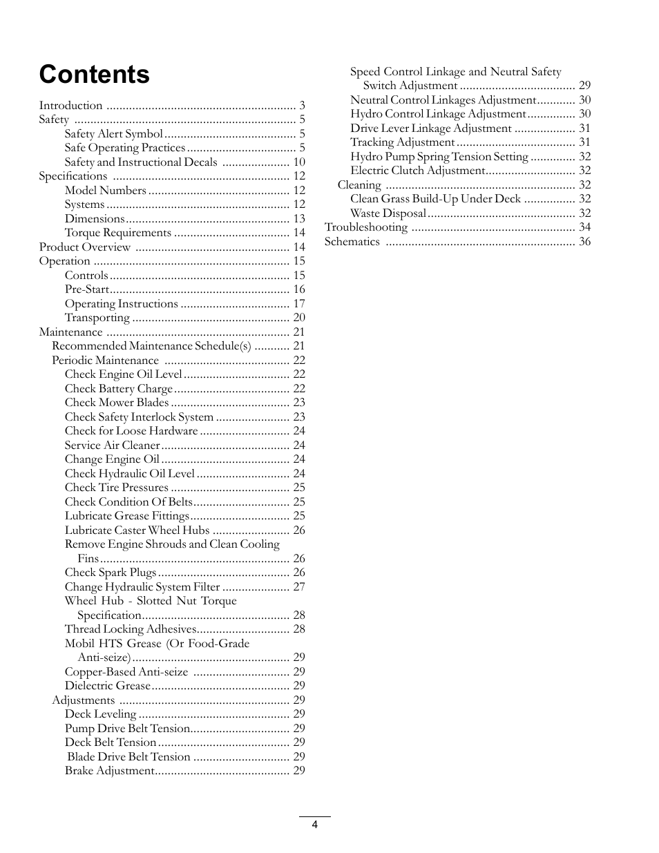 Exmark TT23KAEP User Manual | Page 4 / 44