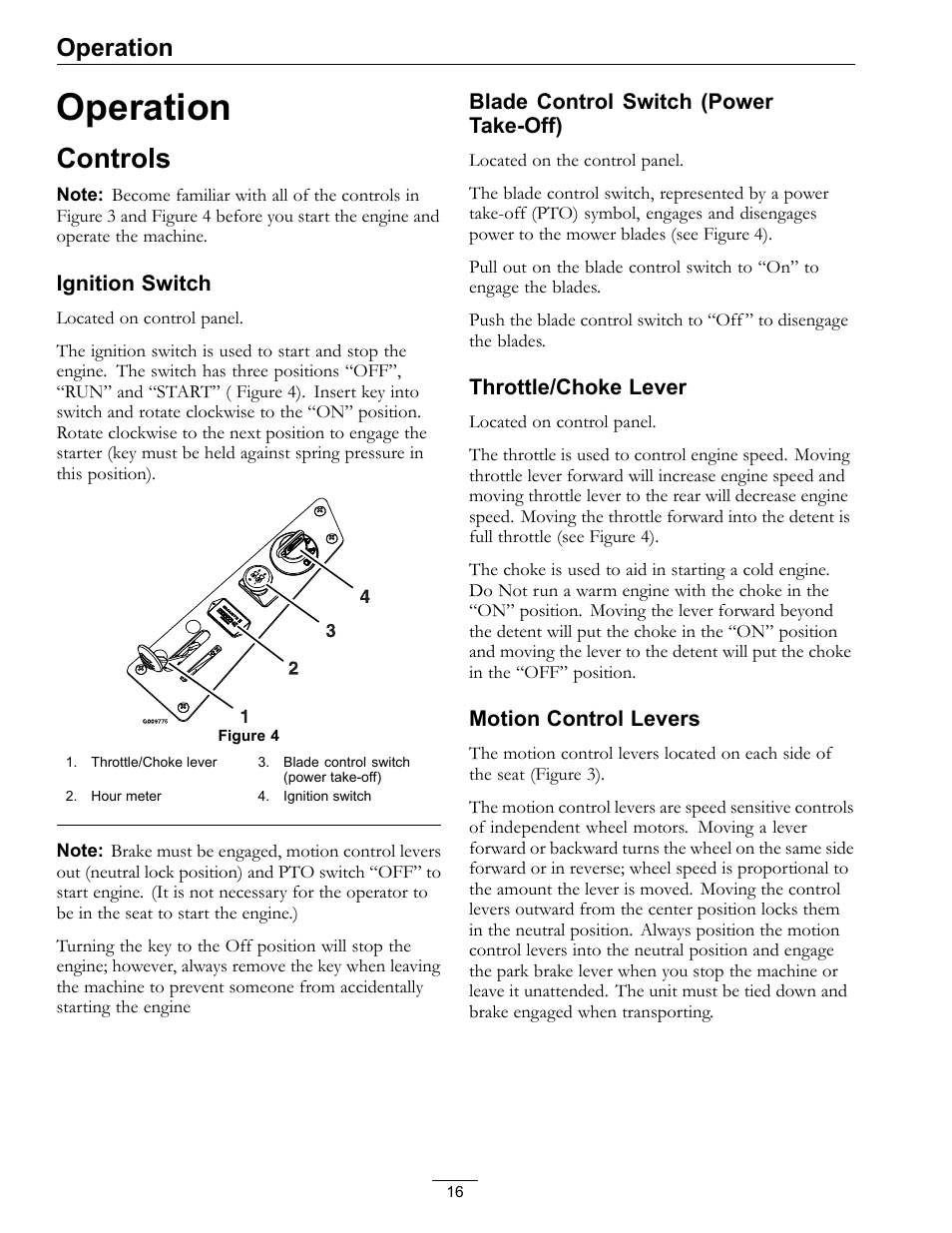 Operation, Controls | Exmark Quest 4500-450 User Manual | Page 16 / 56