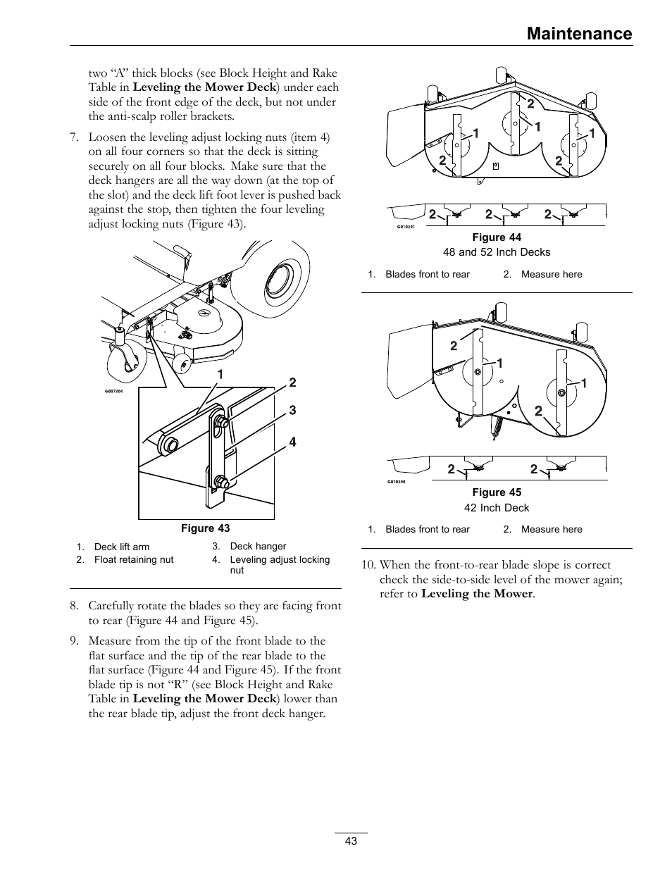 Maintenance | Exmark Quest 4500-450 User Manual | Page 43 / 56