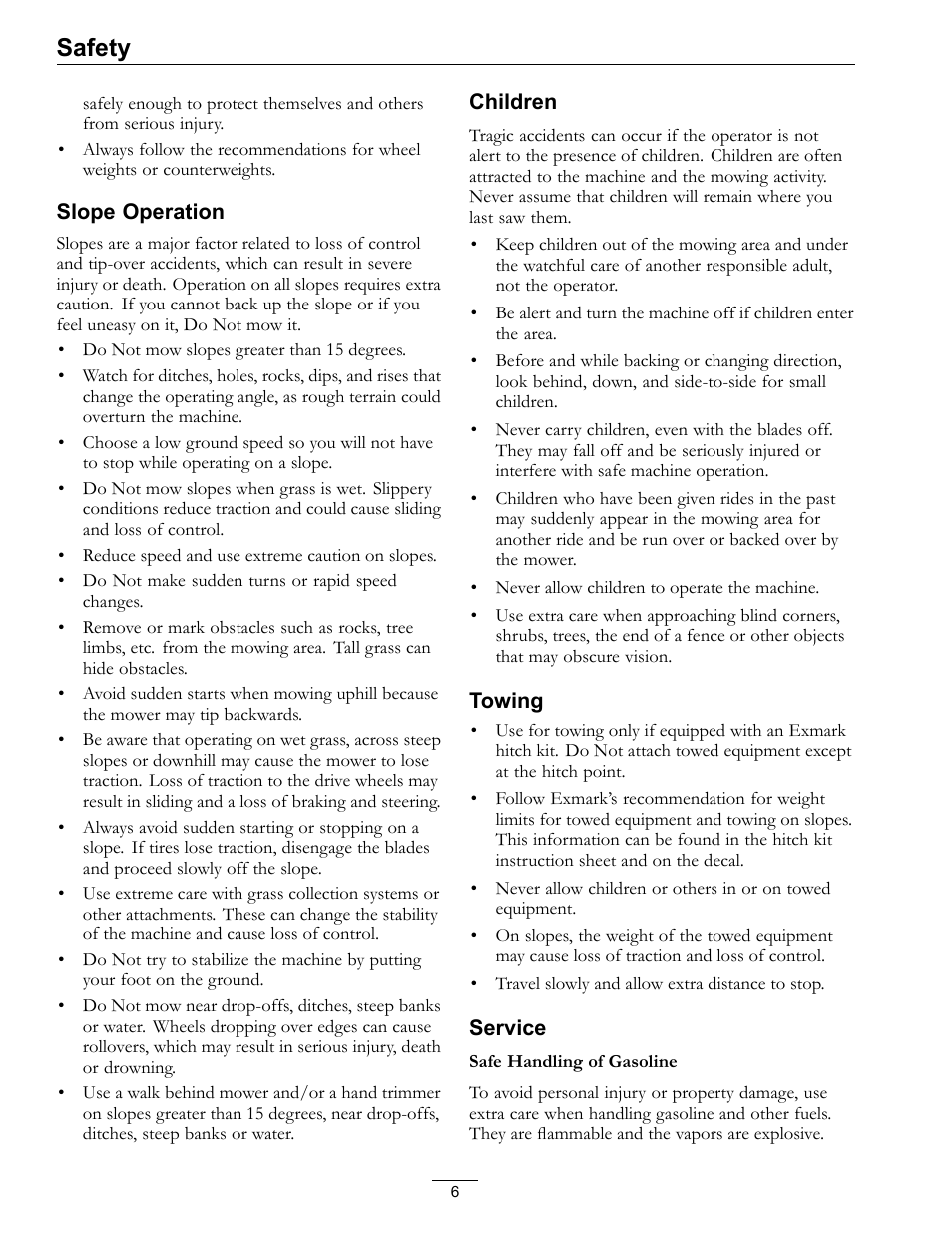 Safety | Exmark Quest 4500-450 User Manual | Page 6 / 56