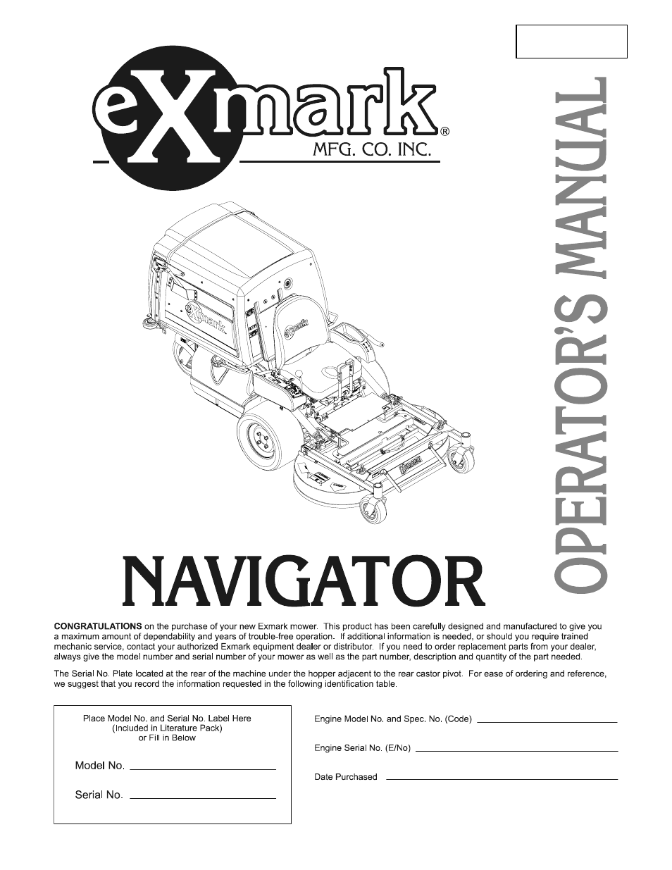 Exmark NAV20KC User Manual | 52 pages