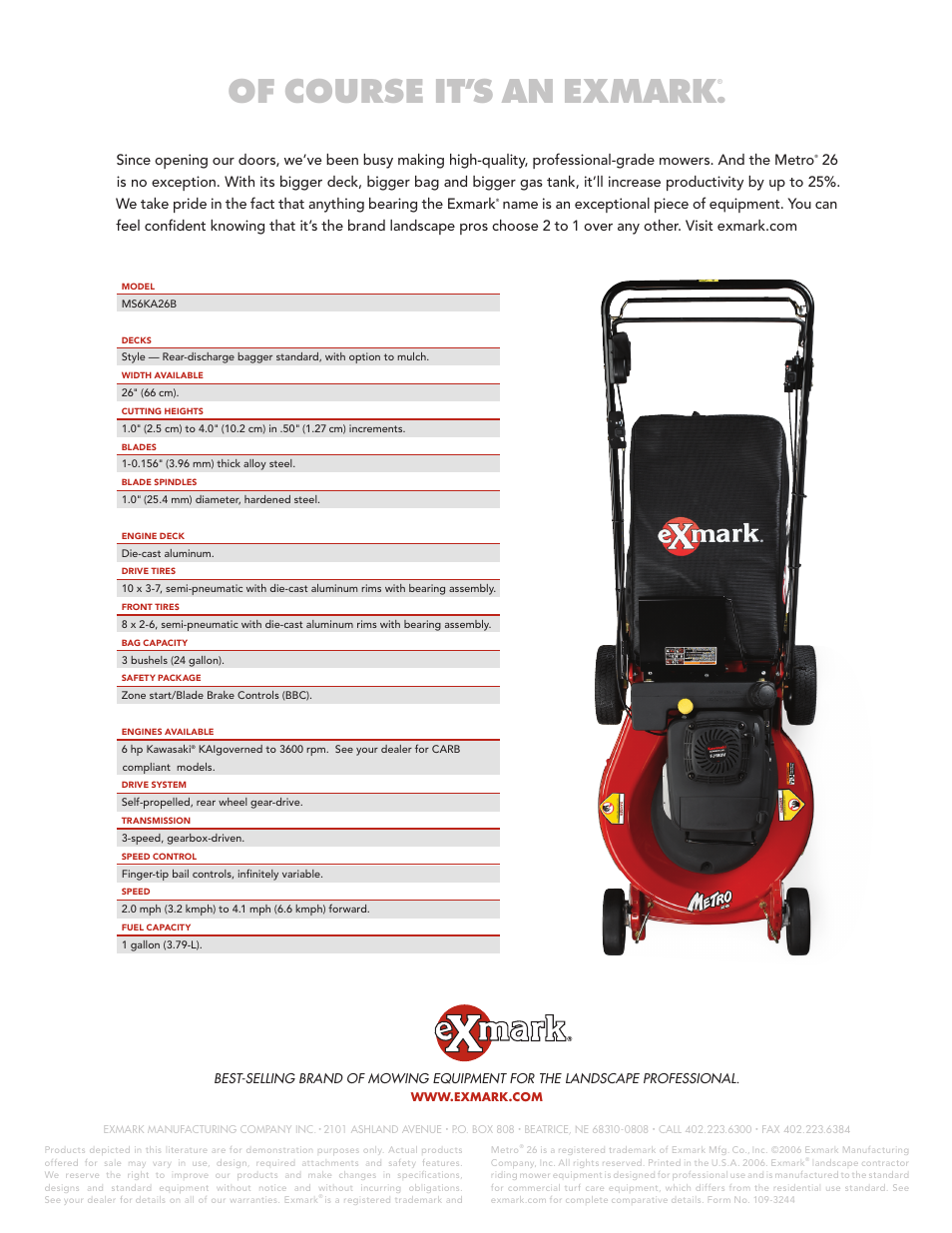 Of course it, S an exmark | Exmark Metro 26 User Manual | Page 2 / 2