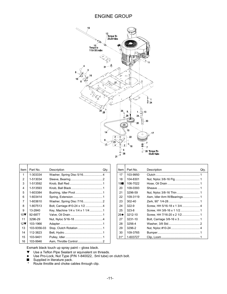 Engine group | Exmark Phazer 4500-461 User Manual | Page 12 / 20