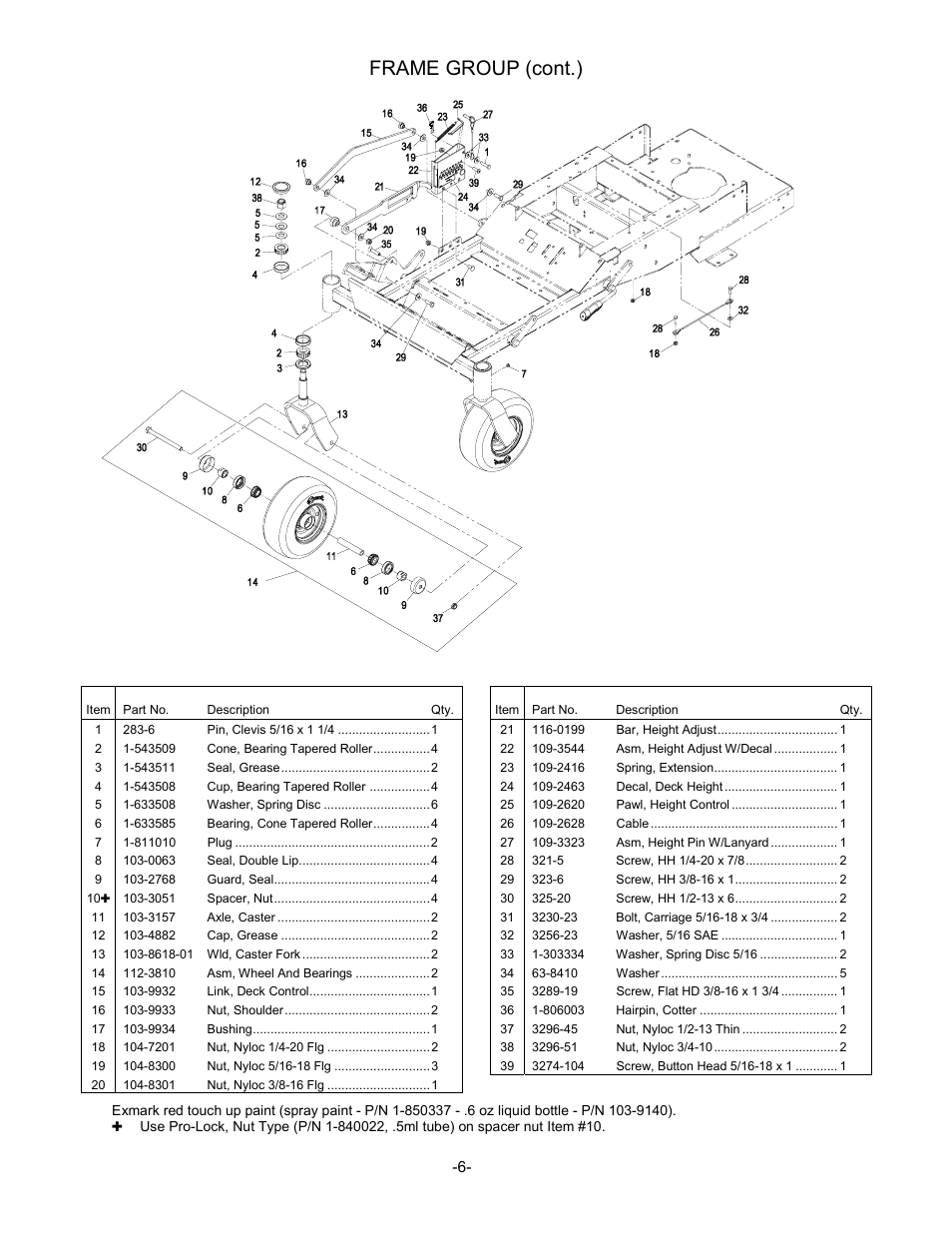 Frame group (cont.) | Exmark Phazer 4500-461 User Manual | Page 7 / 20