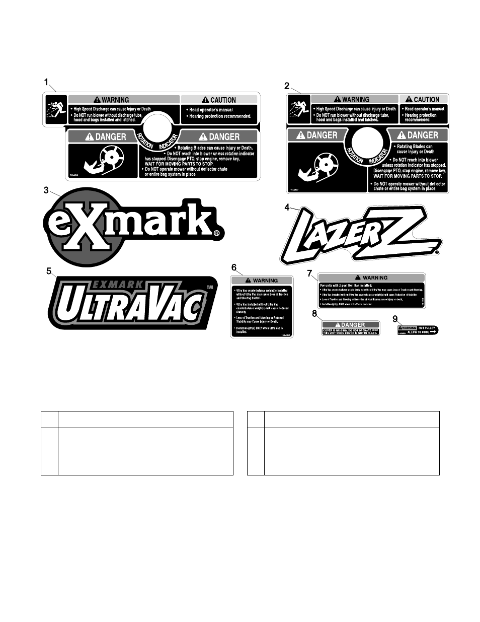 Decals | Exmark Ultra Vac Lazer Z AS User Manual | Page 14 / 16