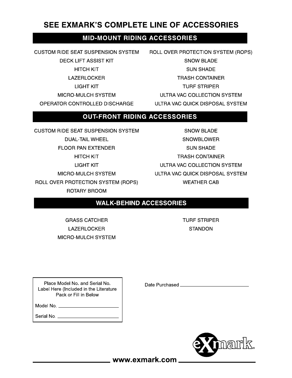 Exmark Ultra Vac Lazer Z AS User Manual | Page 16 / 16