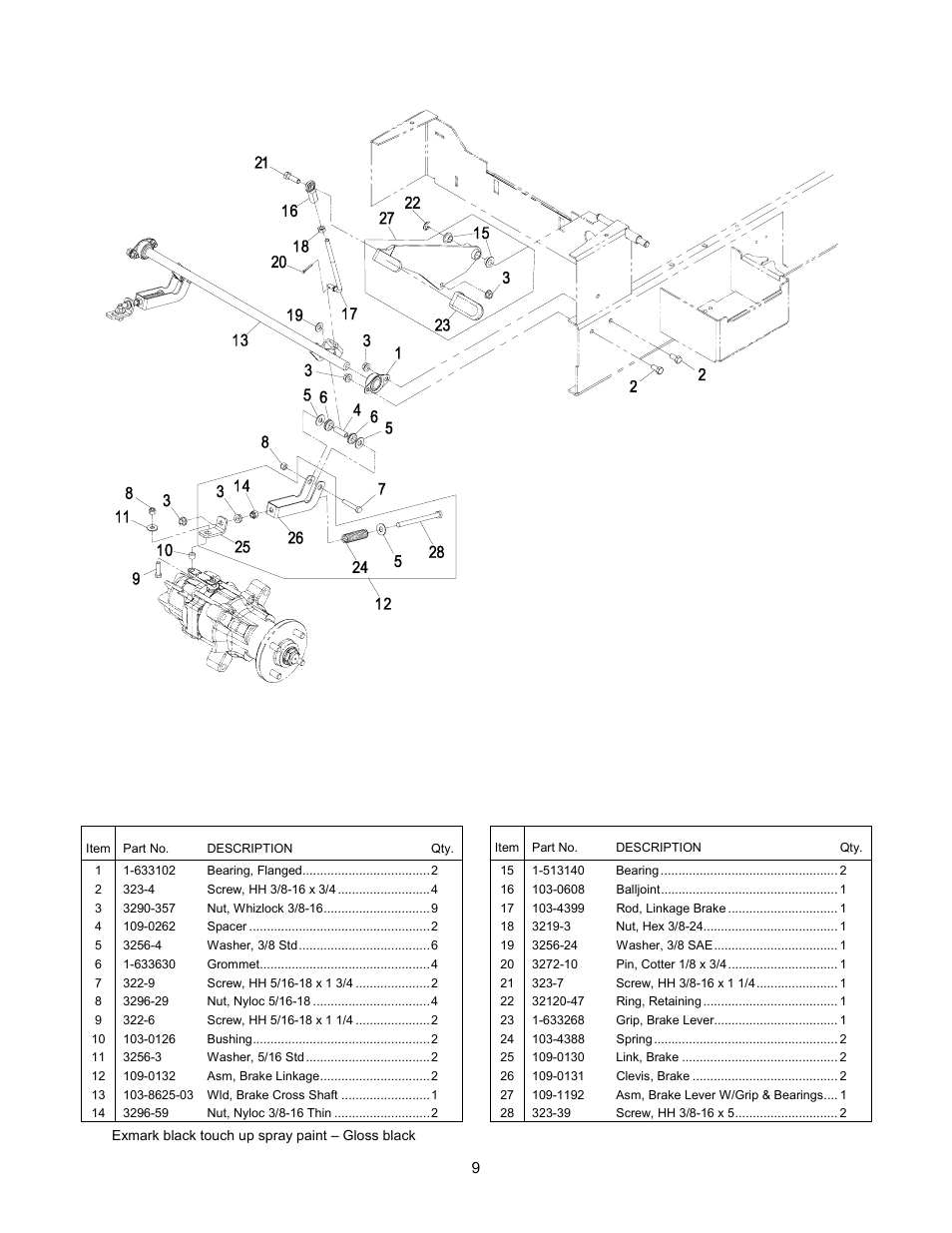 Park brake group | Exmark Frontrunner 4500-341 User Manual | Page 10 / 28