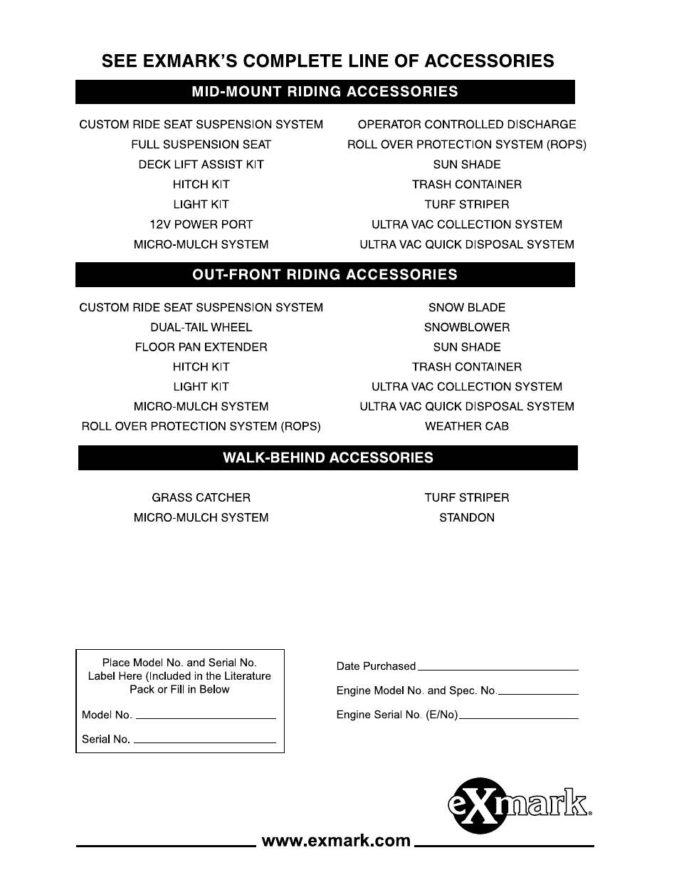 Exmark Frontrunner 4500-341 User Manual | Page 28 / 28