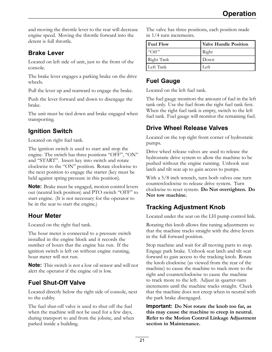 Operation | Exmark Lazer Z D-Series 920 User Manual | Page 21 / 60