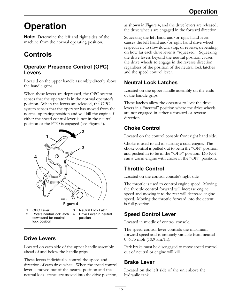Operation, Controls | Exmark Turf Tracer 4500-528 User Manual | Page 15 / 44