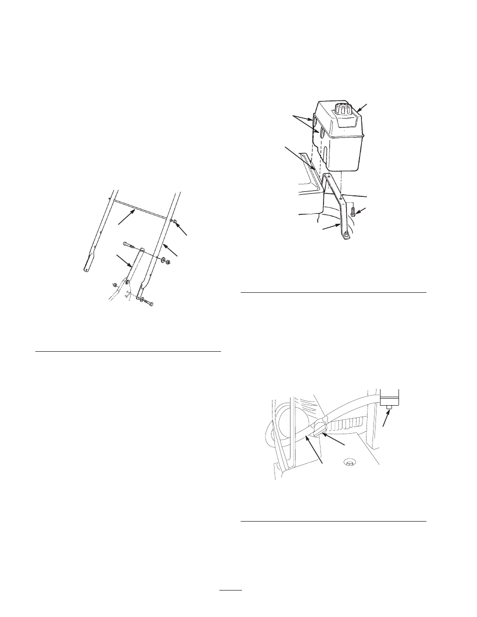 Assembly, Installing the handle, Installing the fuel tank and the fuel line | Exmark M216KASPC User Manual | Page 10 / 32