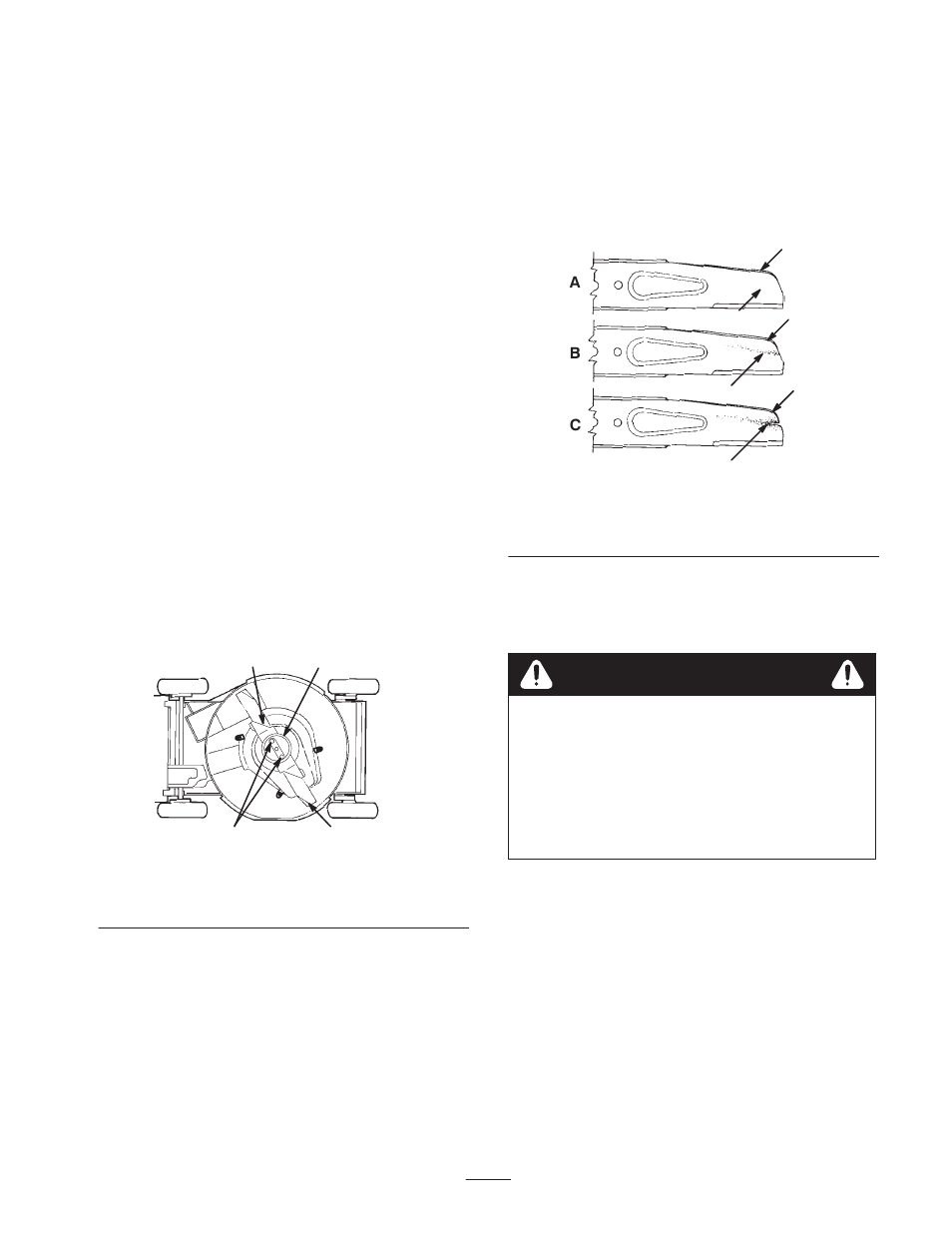 Maintaining the blade, Danger, Inspecting the blade | Removing the blade | Exmark M216KASPC User Manual | Page 21 / 32