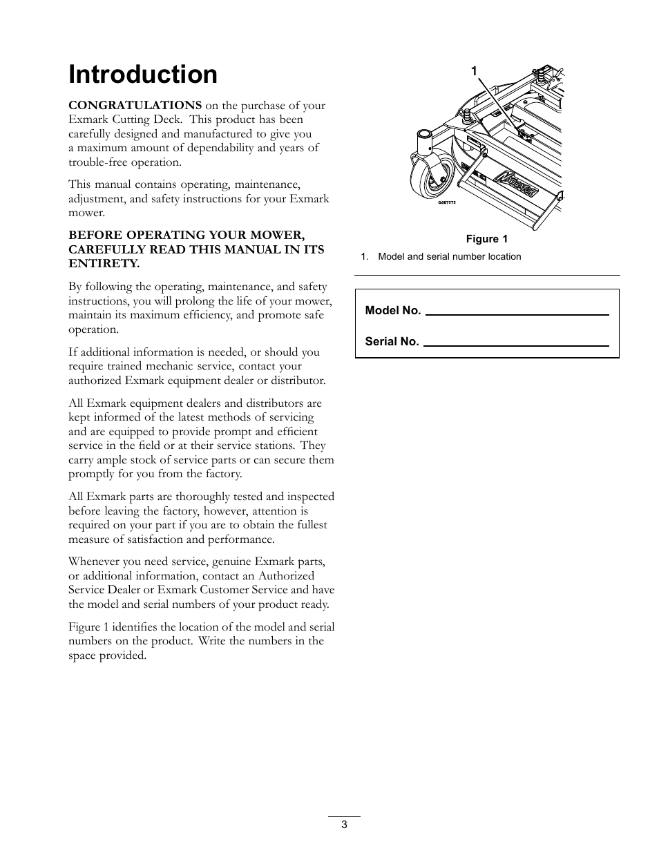 Introduction | Exmark 4500-370 User Manual | Page 3 / 24
