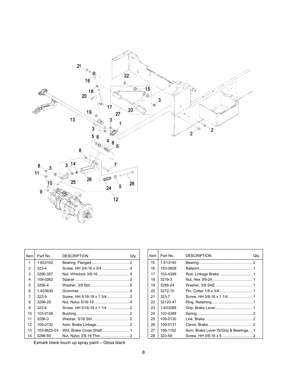 Park brake group | Exmark FrontRunner Diesel User Manual | Page 9 / 24