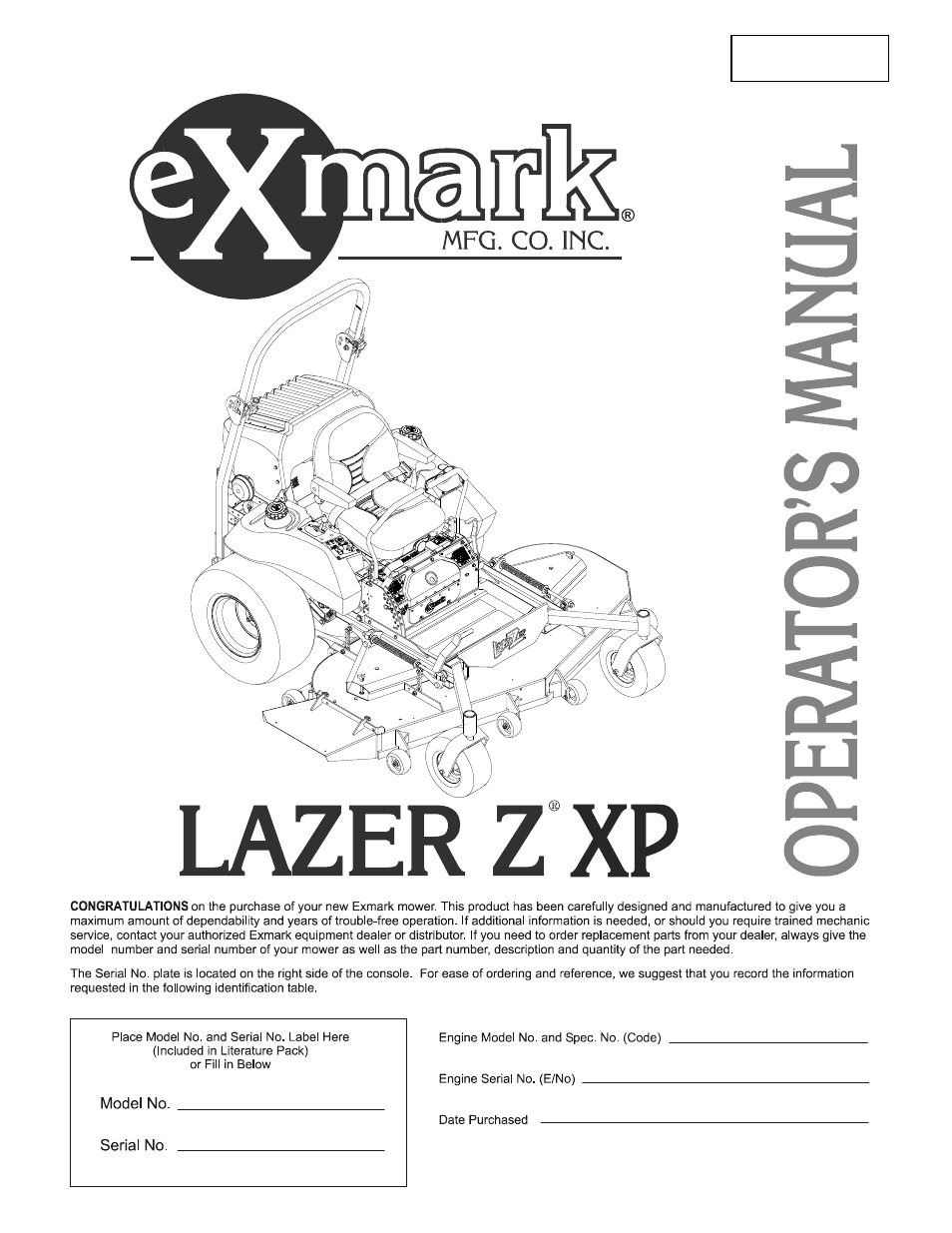Exmark Lazer Z XP User Manual | 60 pages