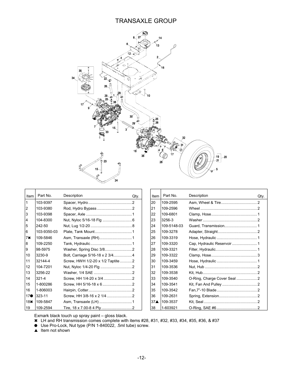 Transaxle group | Exmark Phazer User Manual | Page 13 / 20