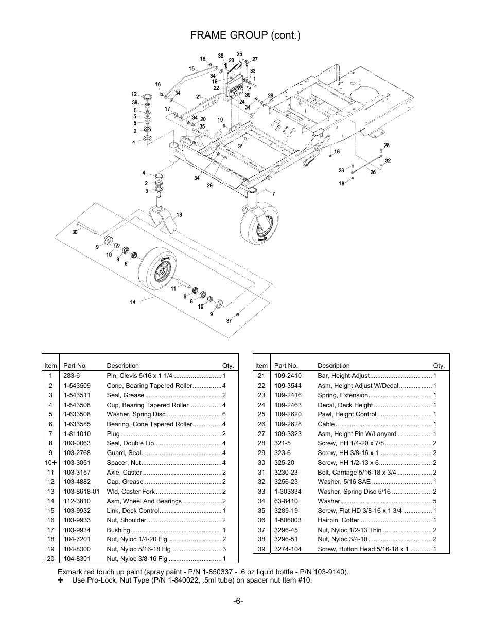 Frame group (cont.) | Exmark Phazer User Manual | Page 7 / 20