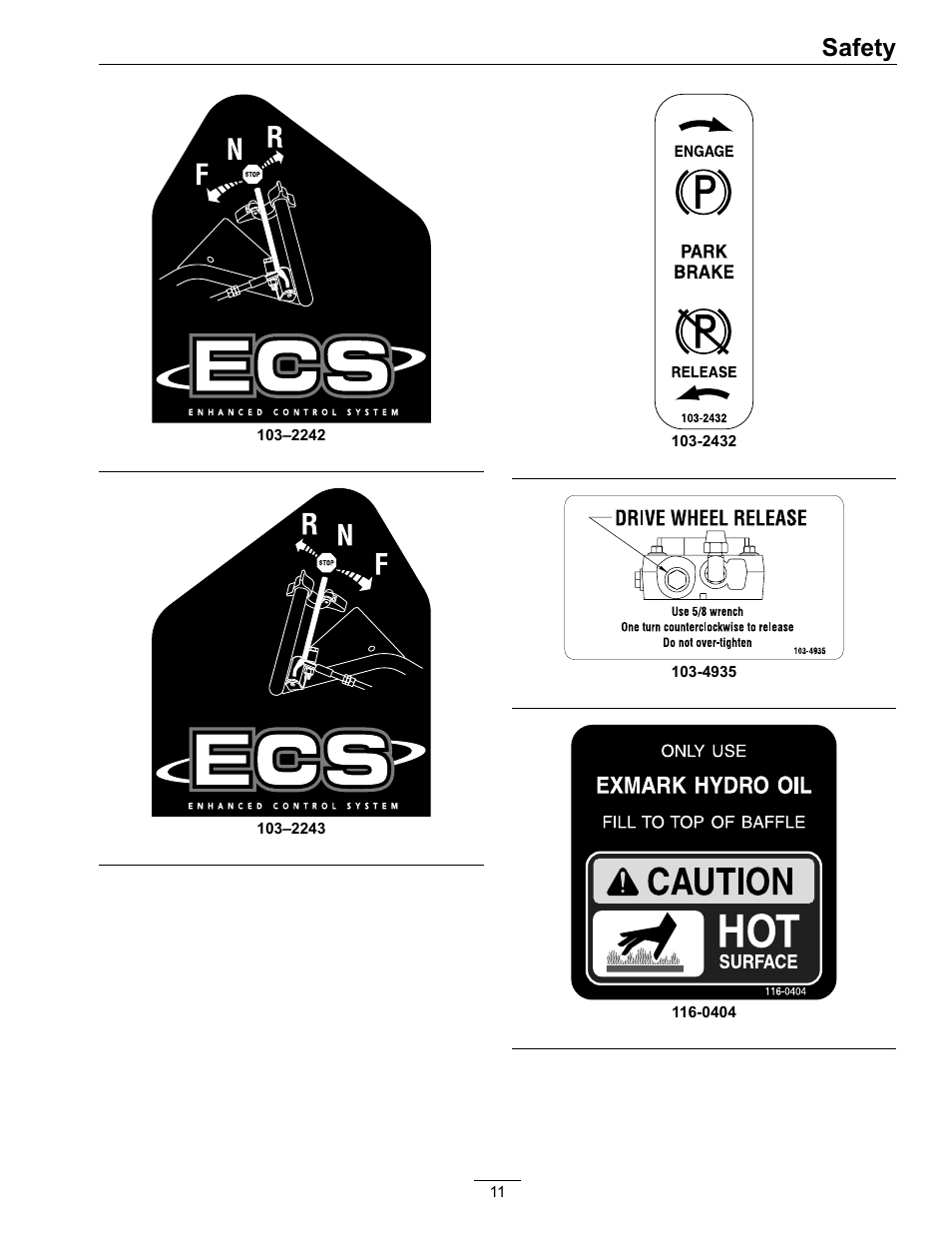Safety | Exmark Turf Tracer TT20KCE User Manual | Page 11 / 44