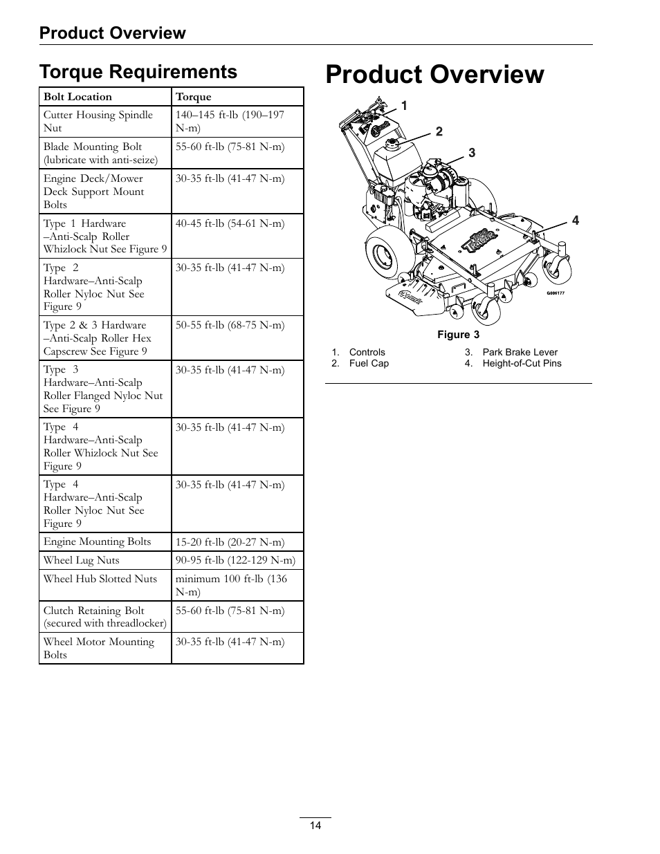 Torque requirements, Product overview | Exmark Turf Tracer TT20KCE User Manual | Page 14 / 44