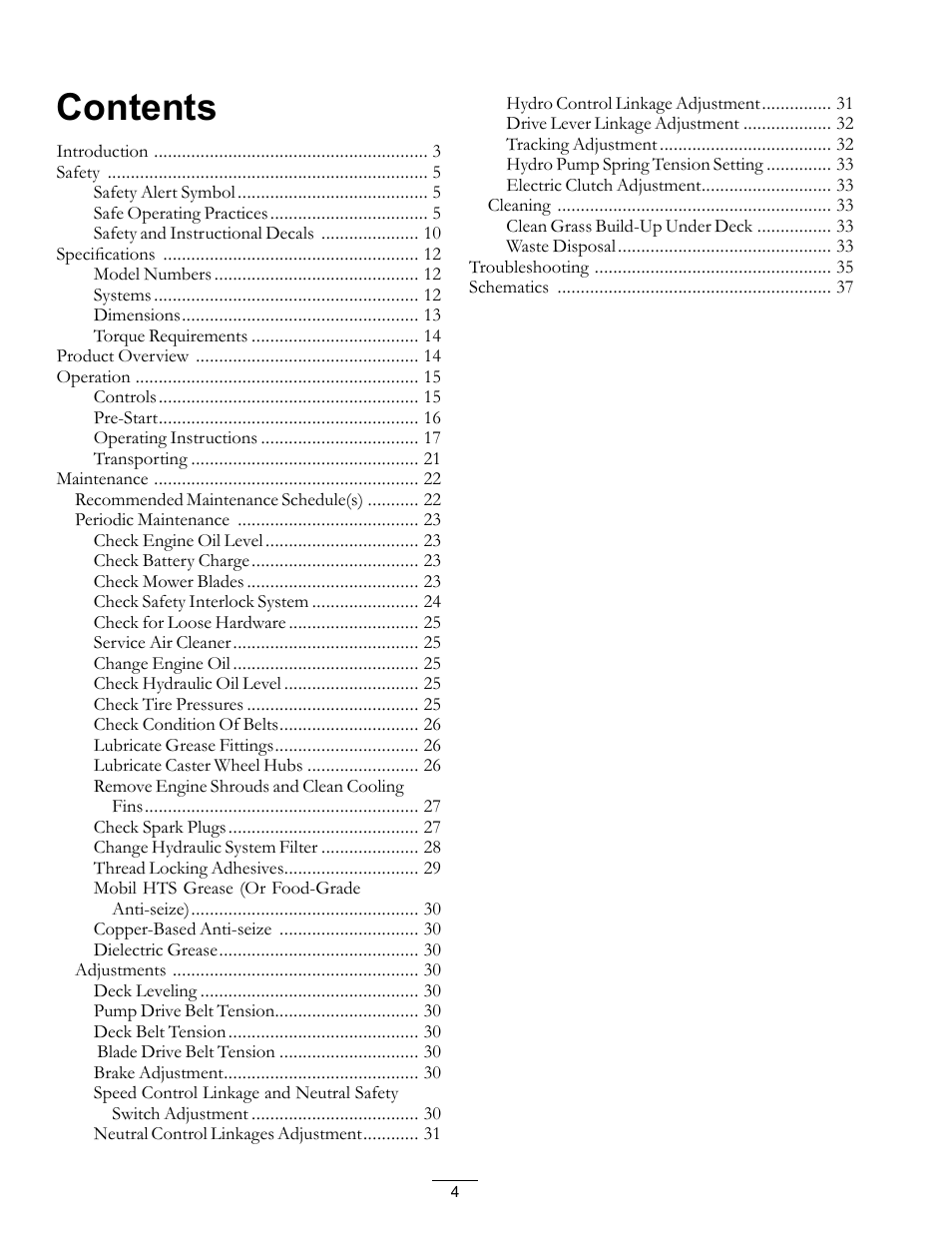 Exmark Turf Tracer TT20KCE User Manual | Page 4 / 44