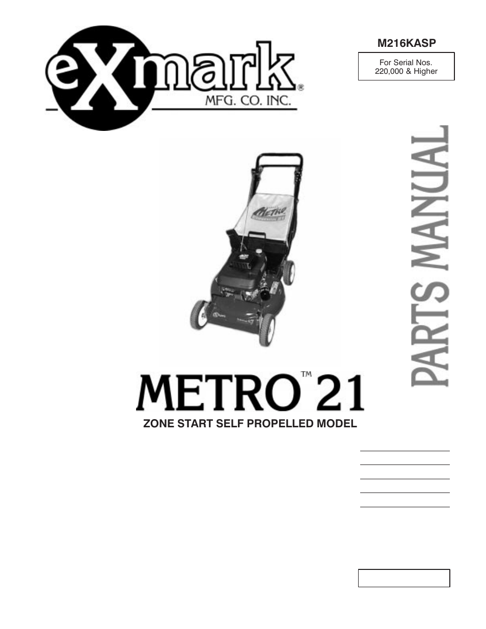 Exmark M216KA User Manual | 12 pages