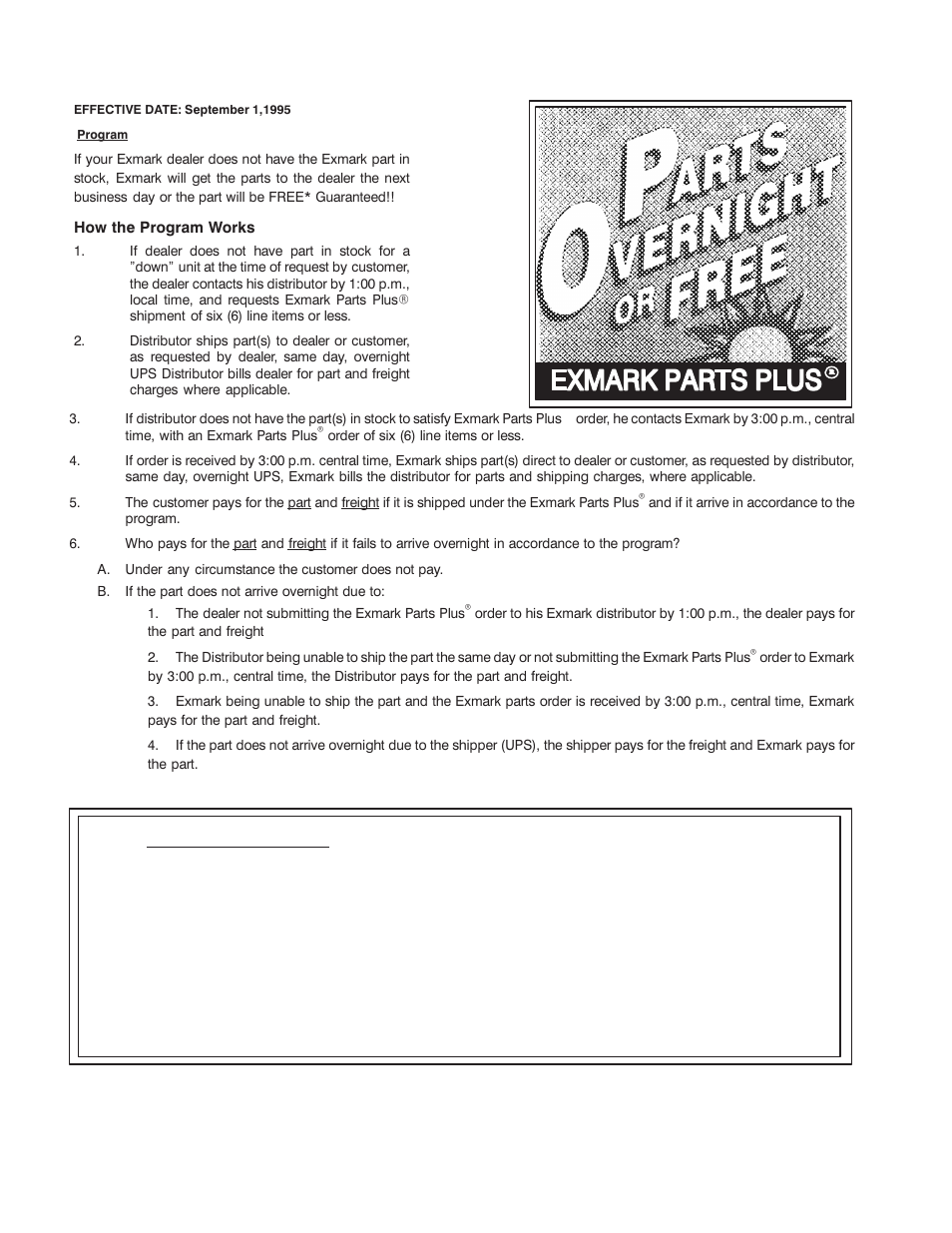 Exmark parts plus  program | Exmark M216KA User Manual | Page 2 / 12