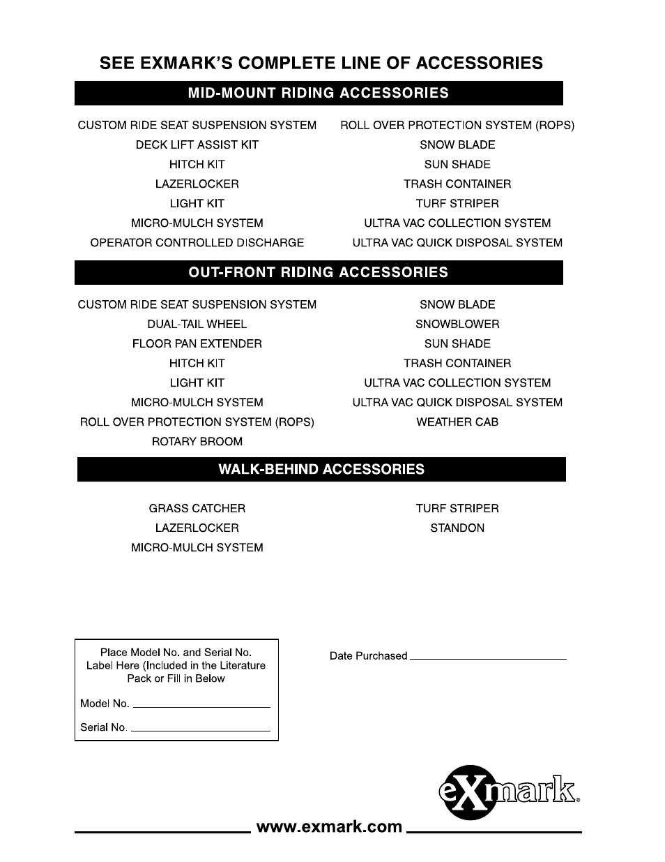 Exmark Quest Bagger User Manual | Page 12 / 12