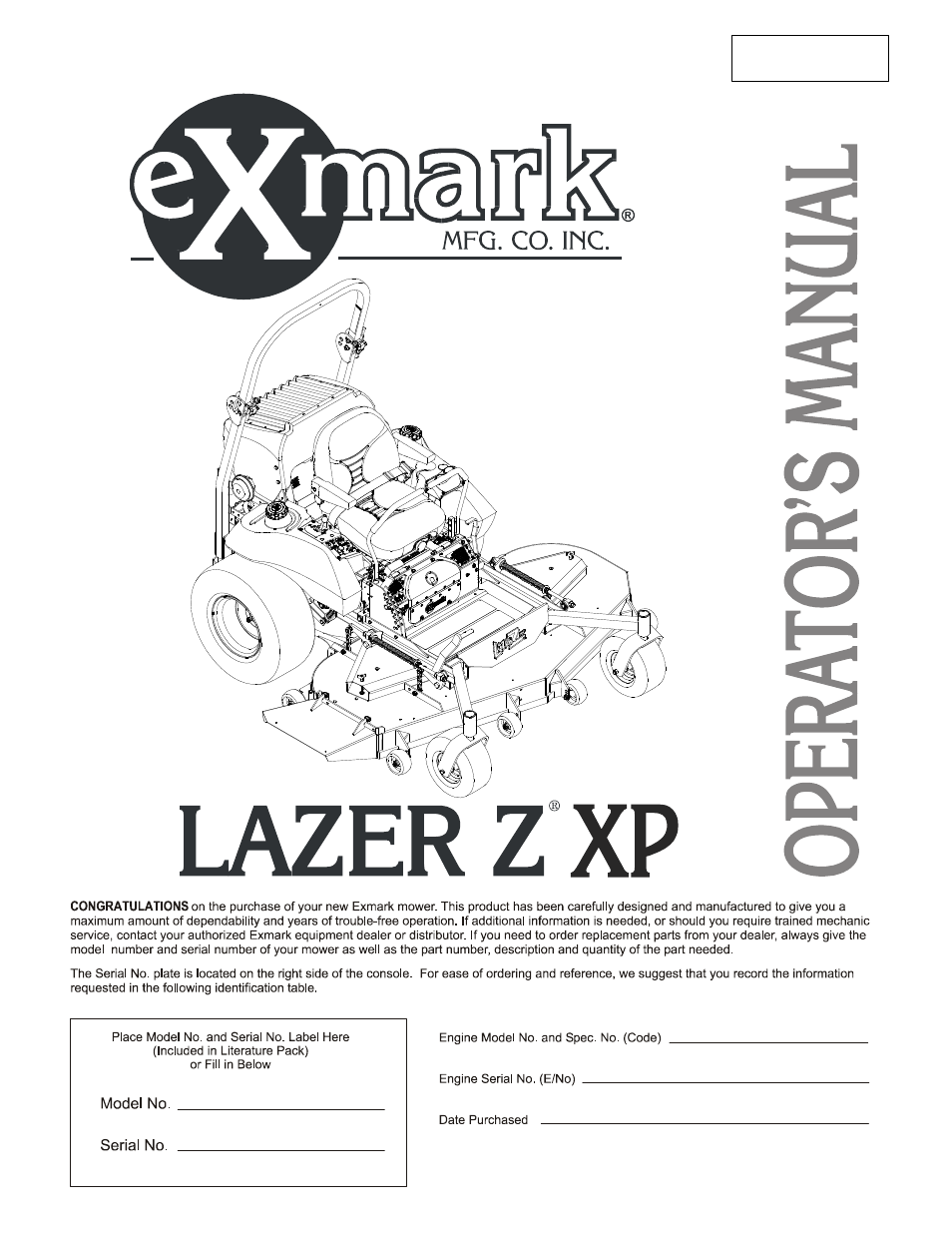 Exmark Lazer Z User Manual | 60 pages