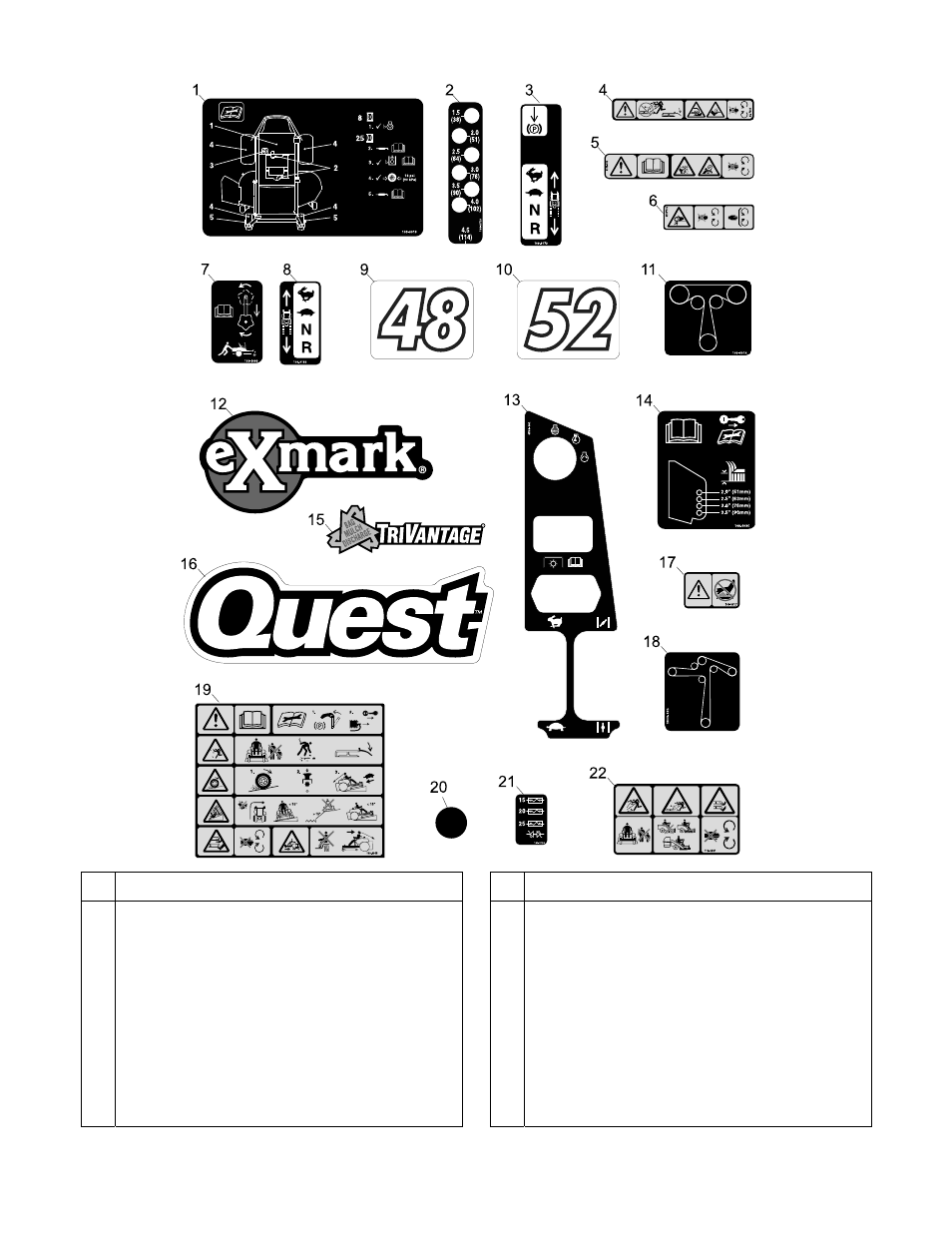 Decal group | Exmark QUEST 4500-339 User Manual | Page 18 / 24