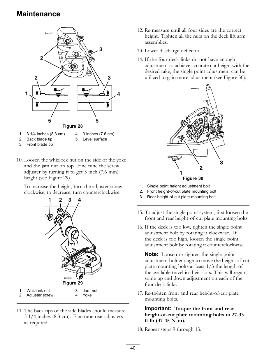 Maintenance | Exmark Advantage Series 4500-466 User Manual | Page 40 / 60