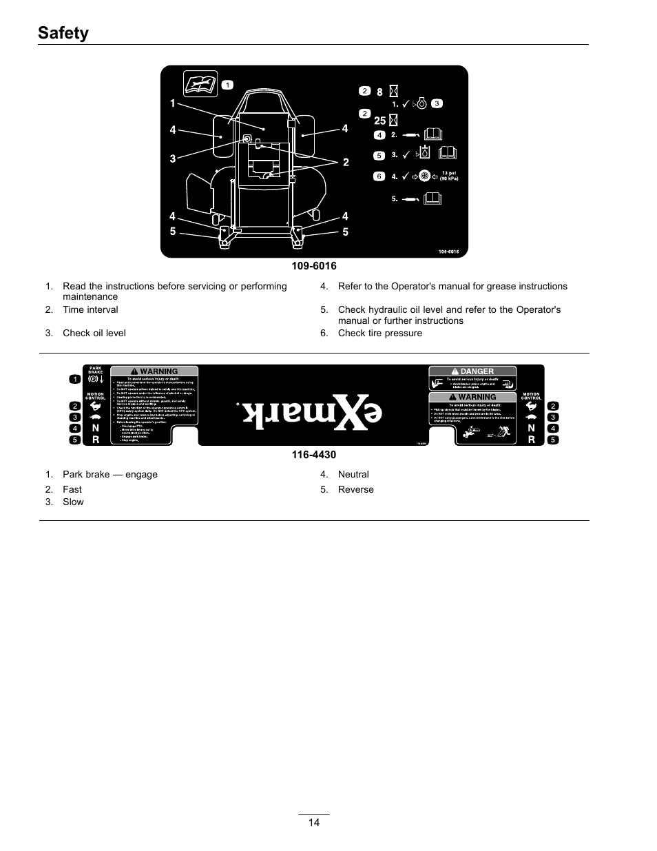 Safety | Exmark Pioneer S-Series 920 User Manual | Page 14 / 52