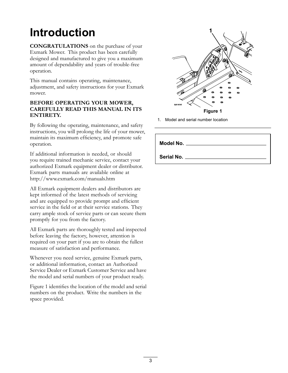 Introduction | Exmark Pioneer S-Series 920 User Manual | Page 3 / 52
