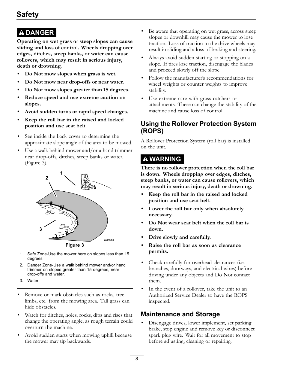 Safety | Exmark Pioneer S-Series 920 User Manual | Page 8 / 52