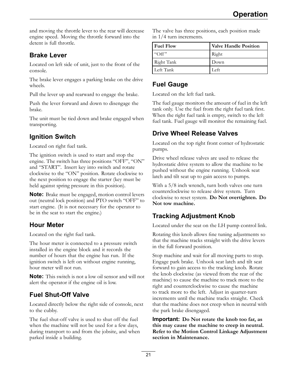 Operation | Exmark Lazer Z DS-Series LZDS User Manual | Page 21 / 60