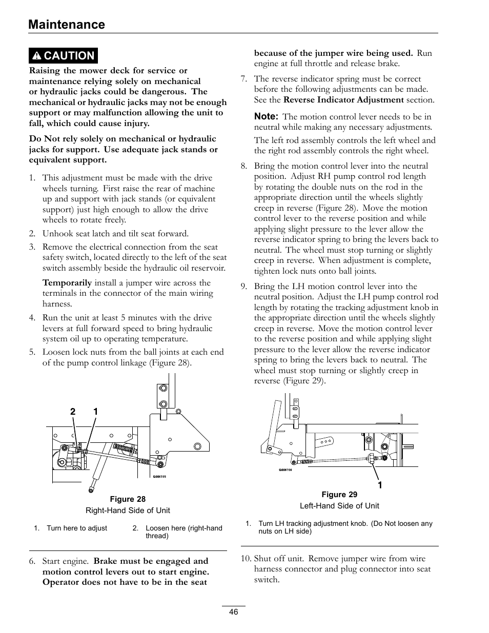 Maintenance, Caution | Exmark Lazer Z DS-Series LZDS User Manual | Page 46 / 60