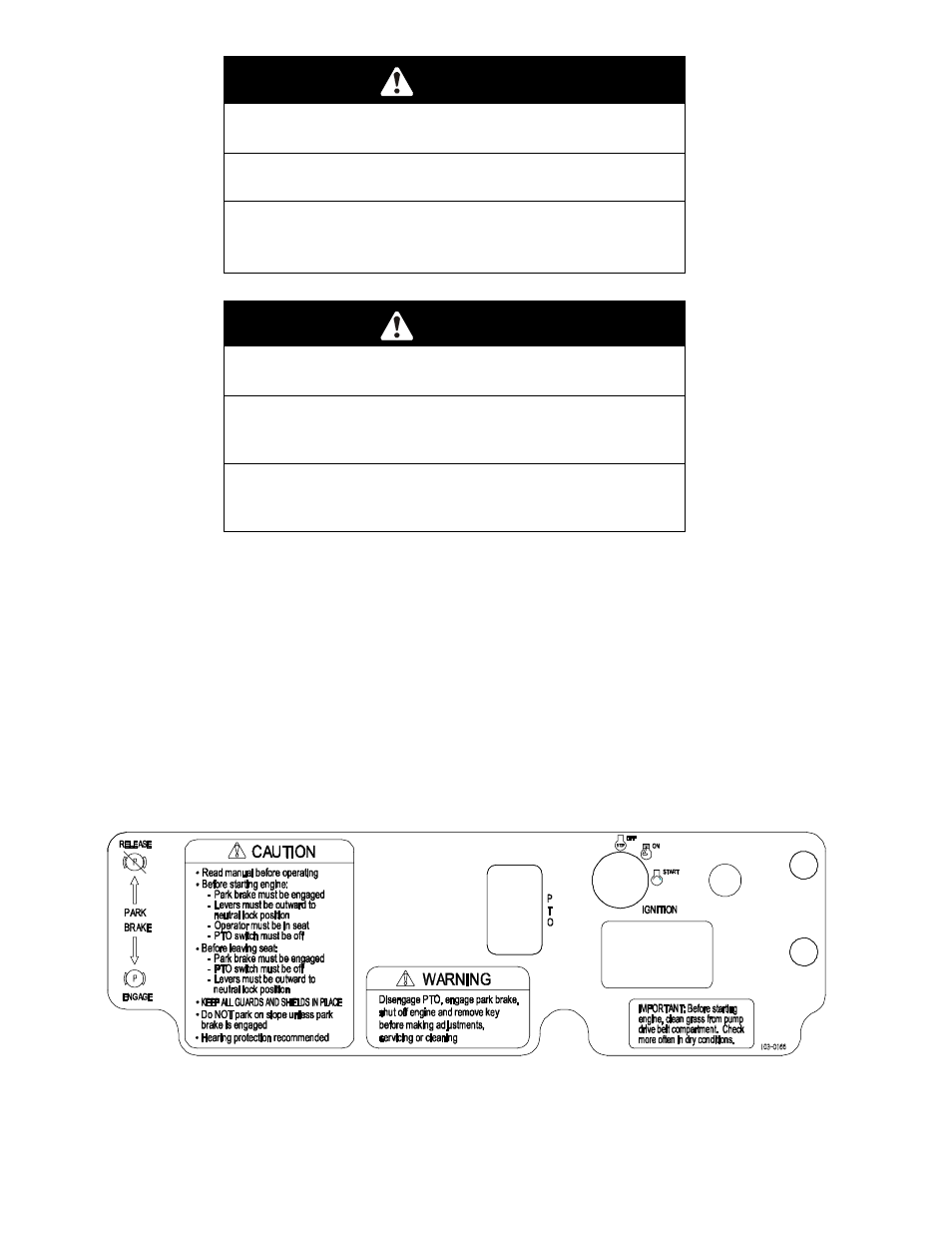 Caution, Warning | Exmark Lazer HP User Manual | Page 12 / 70