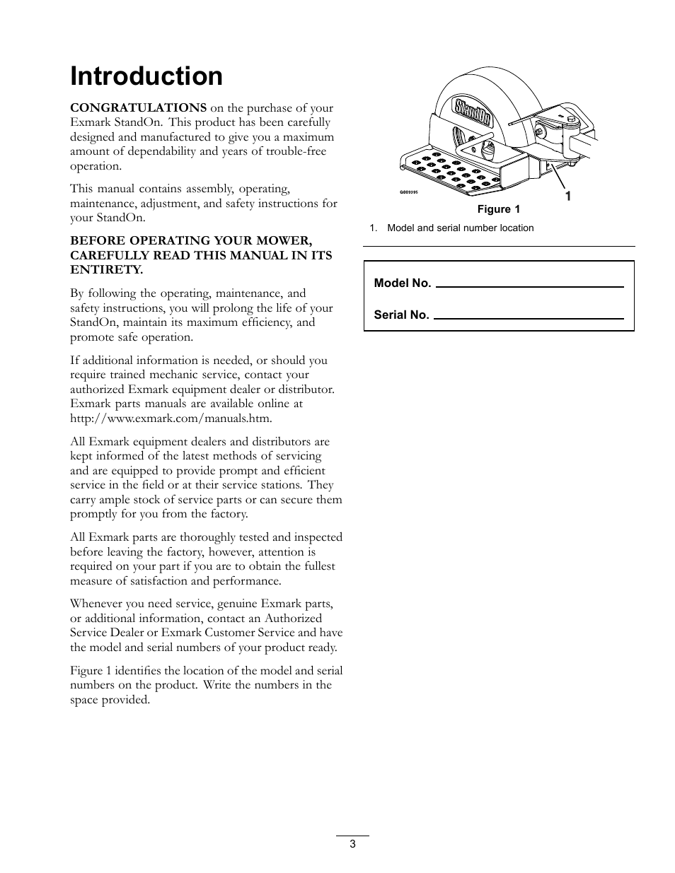 Introduction | Exmark StandOn 4500-620 User Manual | Page 3 / 20