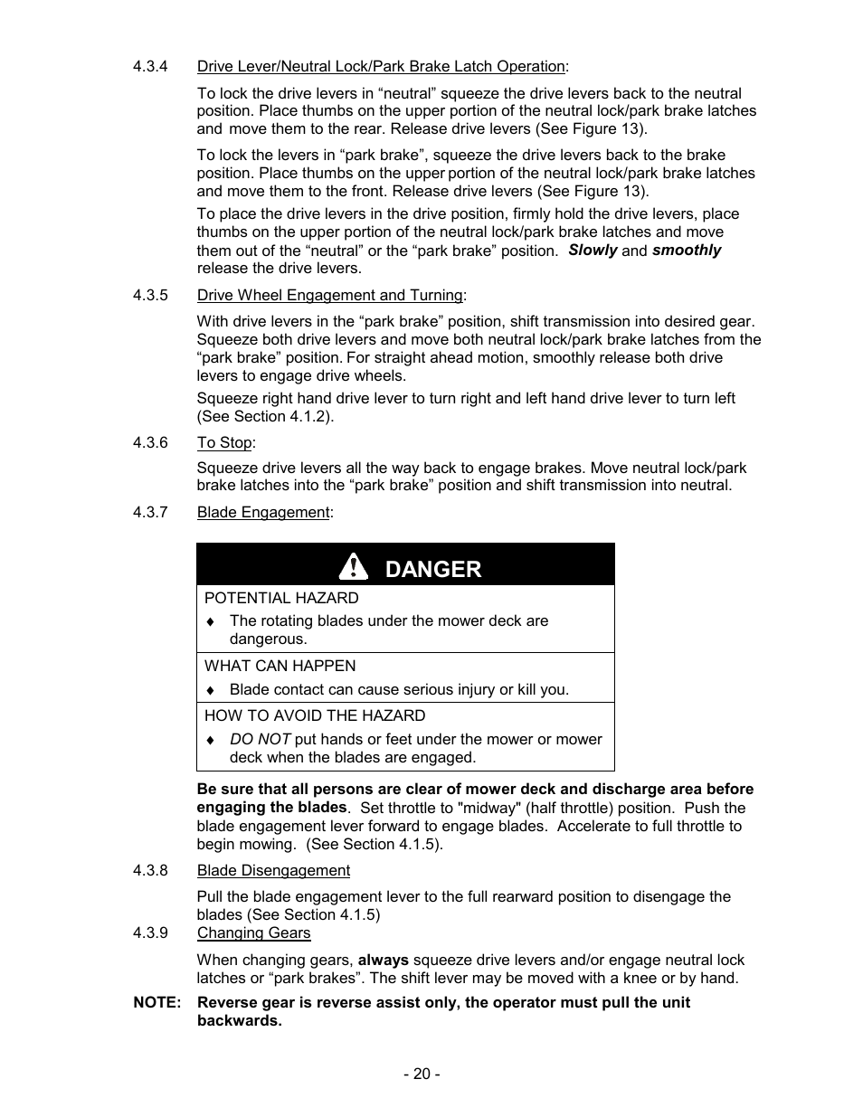 Danger | Exmark Metro User Manual | Page 25 / 44