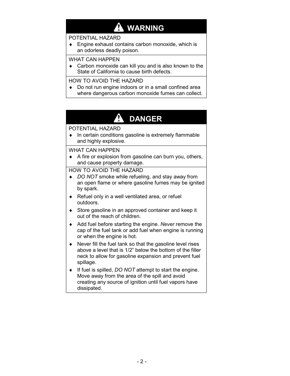 Warning, Danger | Exmark Metro User Manual | Page 7 / 44