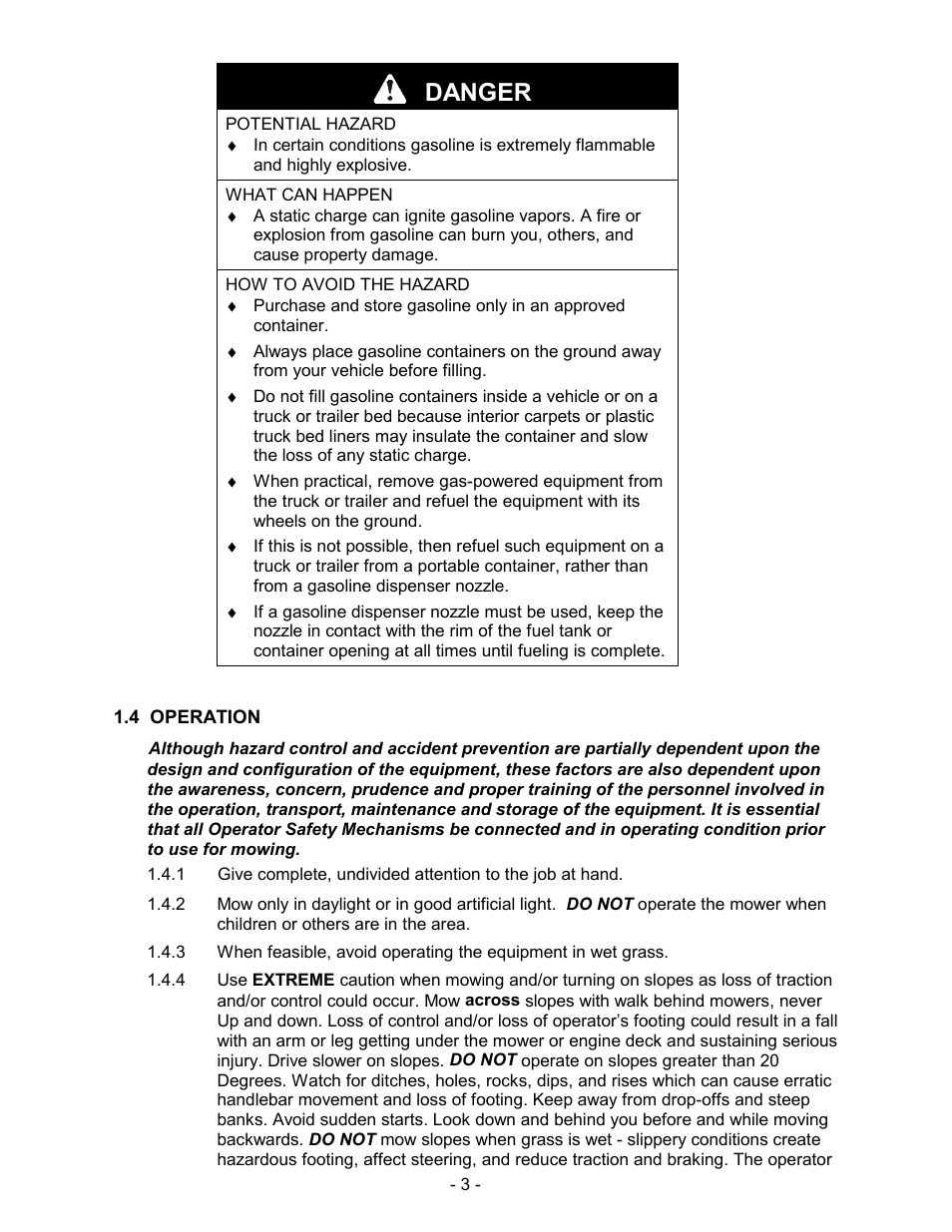 Danger | Exmark Metro User Manual | Page 8 / 44