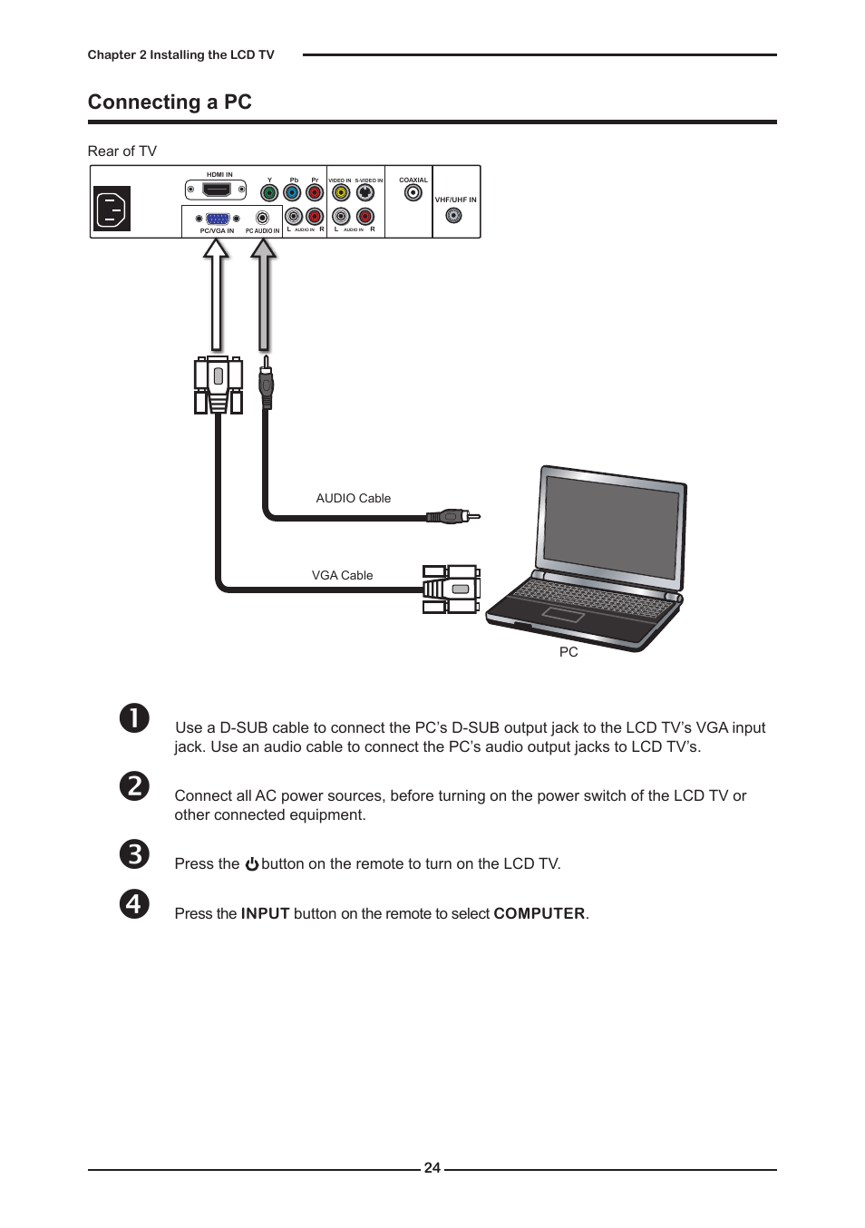 Connecting a pc | Element FLW-1920B User Manual | Page 26 / 46