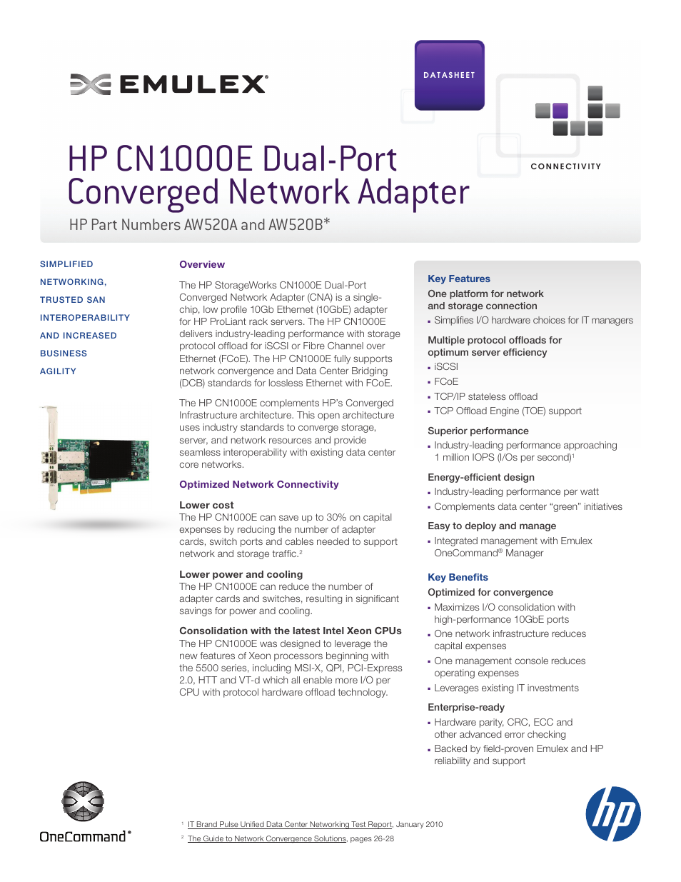 Emulex CN1000E User Manual | 2 pages