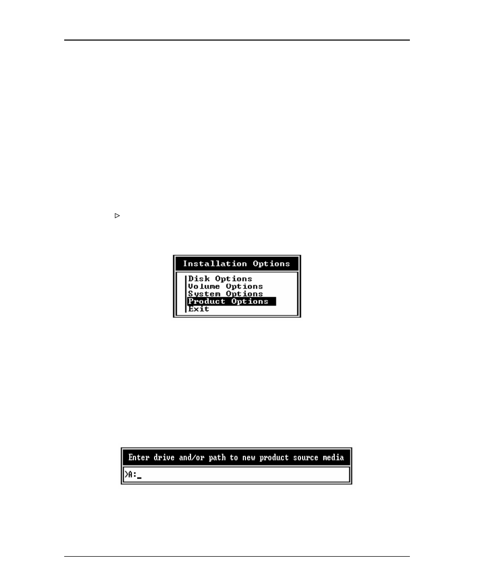 Installing to novell netware version 3.12, 2) select product options and press <enter, 3) press <ins> to begin the installation | Software installation procedure -2, Installing to novell netware version 3.12 -2, Software installation procedure | Emulex DCP_link User Manual | Page 62 / 136