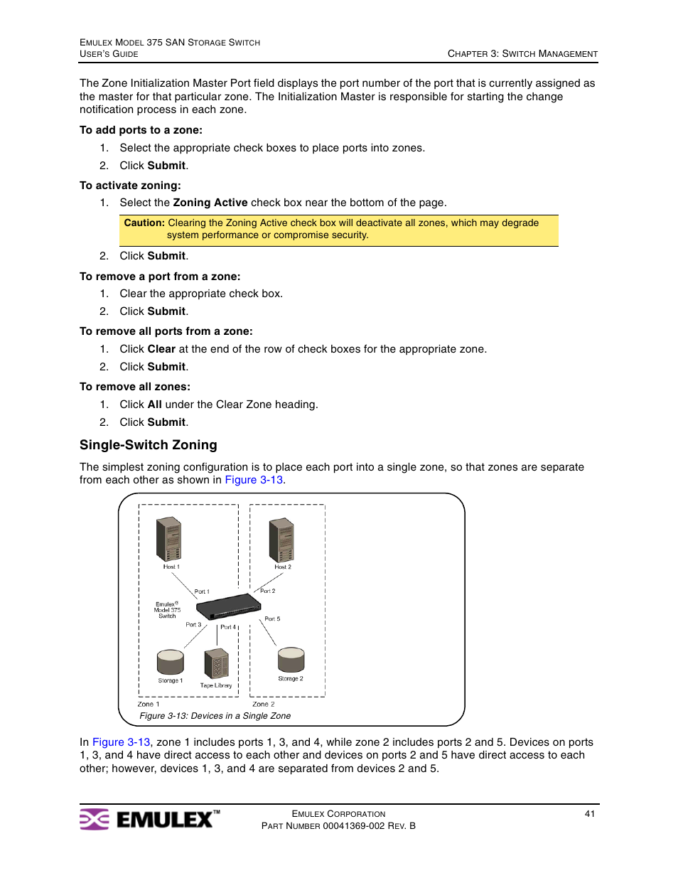 Single-switch zoning | Emulex 375 User Manual | Page 44 / 78