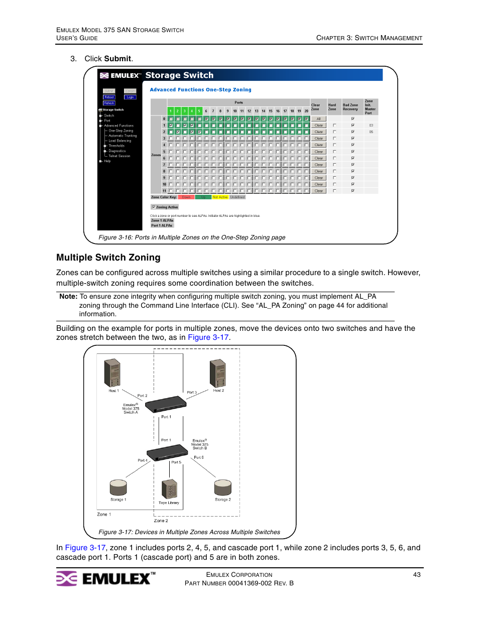 Multiple switch zoning | Emulex 375 User Manual | Page 46 / 78