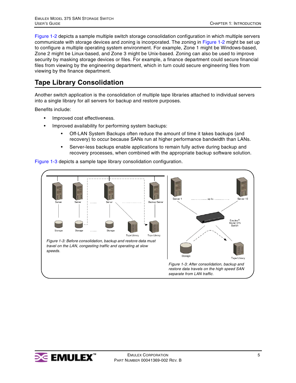 Tape library consolidation | Emulex 375 User Manual | Page 8 / 78