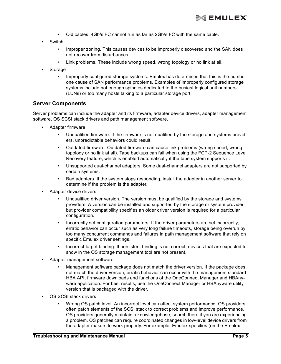 Server components | Emulex Adapters User Manual | Page 8 / 24