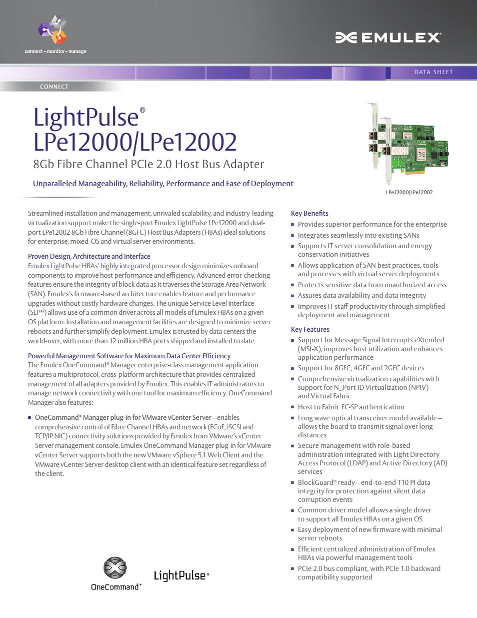 Emulex LightPulse LP10000ExDC-E User Manual | 2 pages